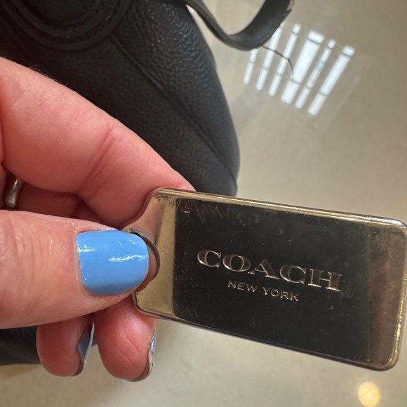 Navy Blue Coach Shoulder Bag With Silver Floral Rivets - Picture 1 of 8